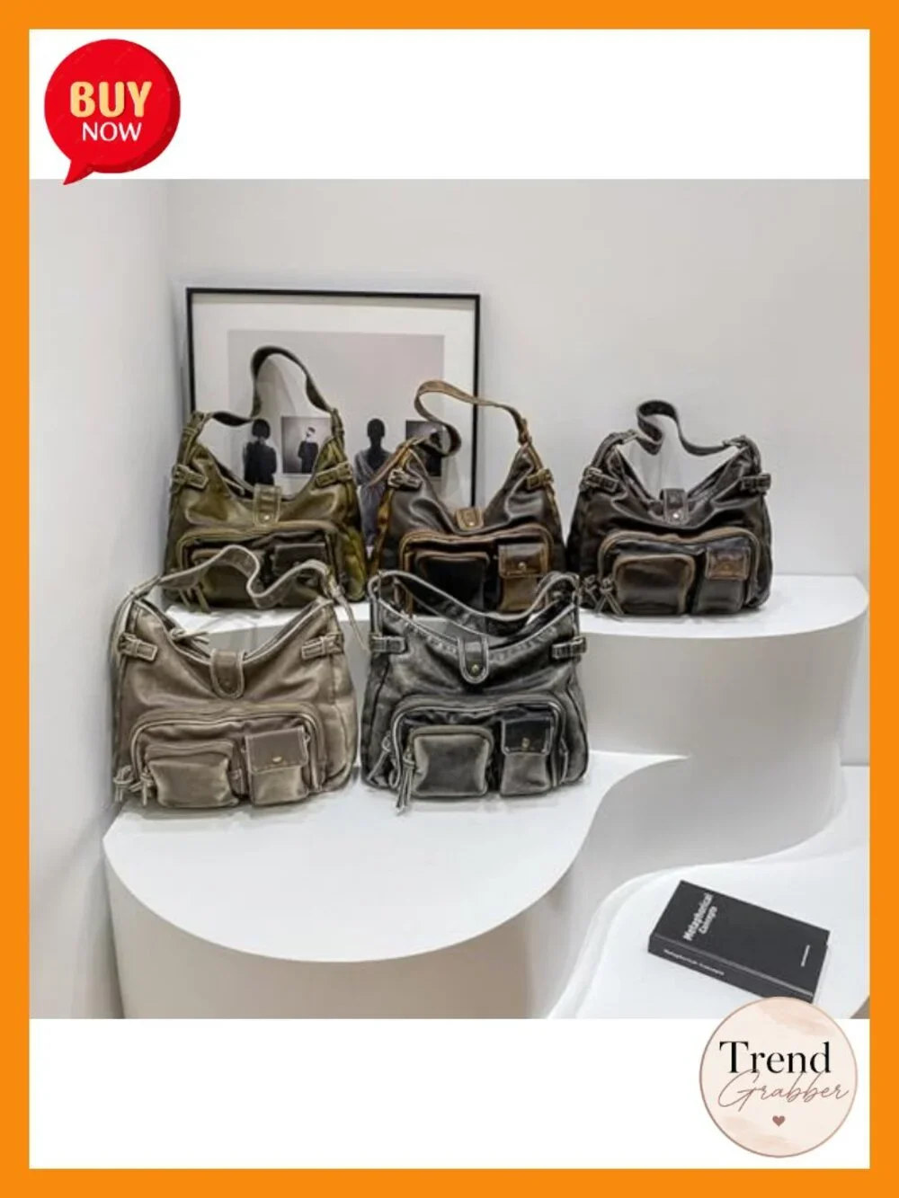Vintage Shoulder Bag PU Leather Crossbody Women Tote Satchel Handbag